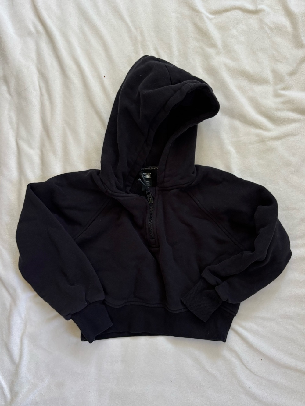 Athleta Girl Black Cropped Half-Zip Hoodie